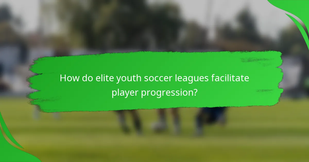 How do elite youth soccer leagues facilitate player progression?